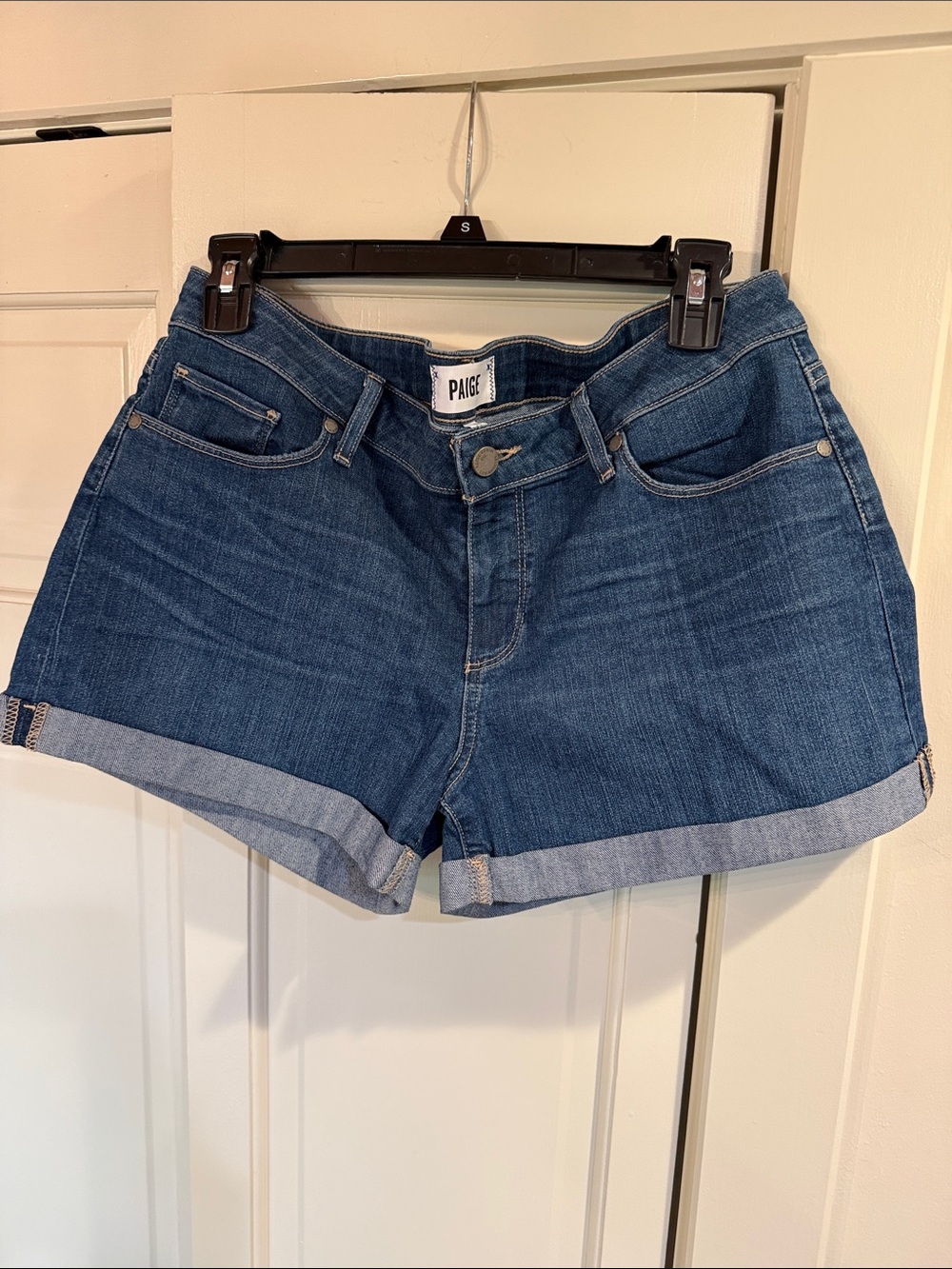 PAIGE Blue Cuffed Denim Women's Shorts Size 29